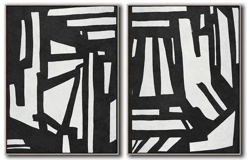 Handmade Large Painting,Set Of 2 Minimal Painting On Canvas - Original Abstract Painting Canvas Art